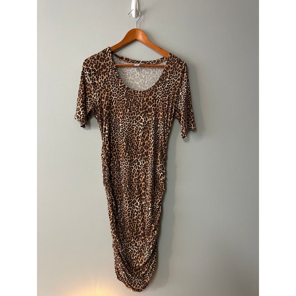 Leopard Print Maternity T Shirt Dress